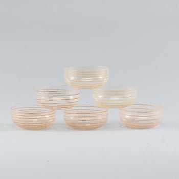 Six 1970's Cenedese, Murano glass bowls.