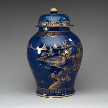 A large powder blue jar with cover, Qing dynasty, Qianlong (1736-95).