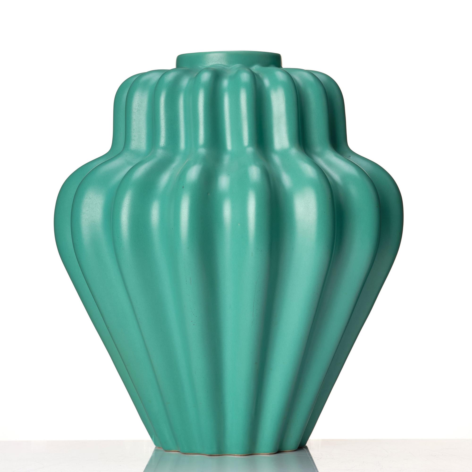 Ewald Dahlskog, two faience vases, Bo Fajans 1930's.