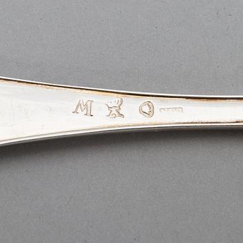 Carl Gustaf Nyberg, ruokalusikoita, 6 kpl, hopeaa, Turku 1821.