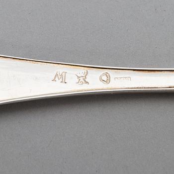 Carl Gustaf Nyberg, matskedar, 6 st, silver, Åbo 1821.