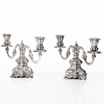 Candelsticks, a pair, silver, Baroque style, 20th century.