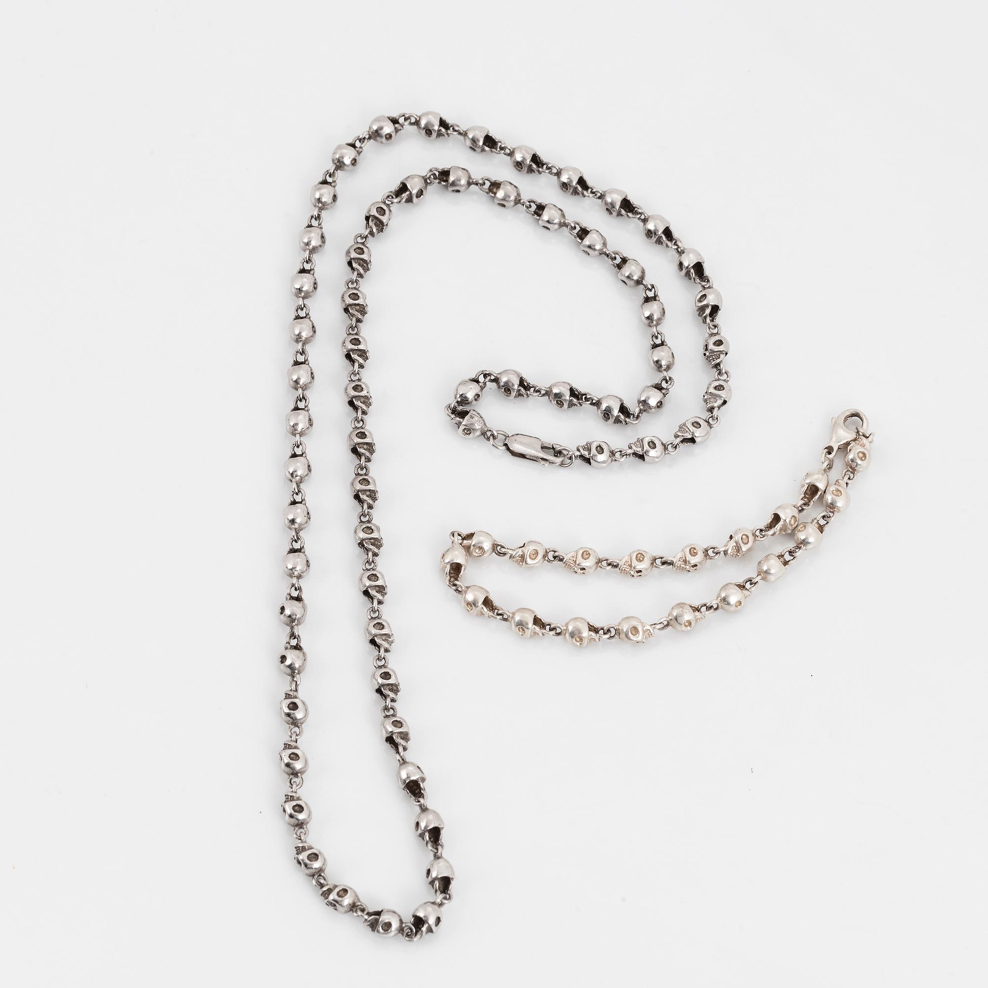 Bracelet and necklace, sterling silver, Jade Jagger, Garrard & co.