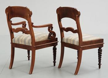 KARMSTOLAR, 4 ST OCH STOLAR, 6 ST, senempire, Ryssland/Baltikum, 1800-talets första hälft.