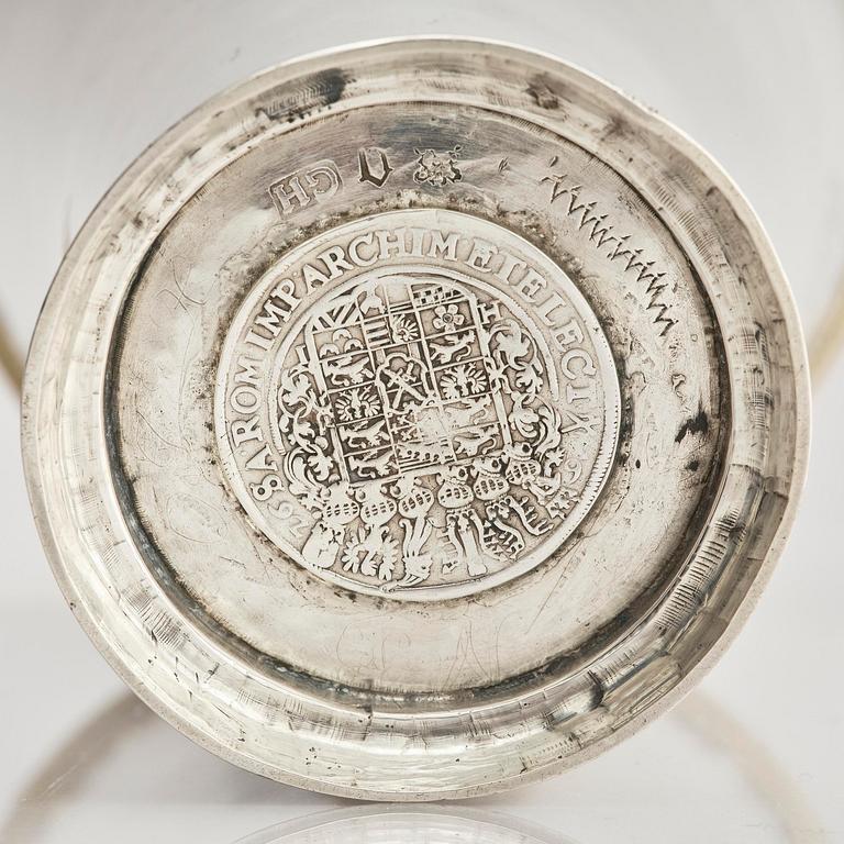 A Swedish 18th century parcel-gilt silver beaker, mark of Gustaf Henning, Stockholm 1752.