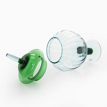 Kerttu Nurminen, a 'Grandmother's candy bowl' art glass object, Lampi Pro Arte 1993, signed K. Nurminen, Nuutajärvi.