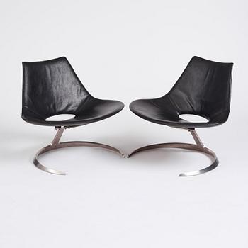 Preben Fabricius & Jørgen Kastholm, a pair of 'Scimitar' easy chairs, Ivan Schlechter, Copenhagen, ca 1962.