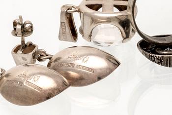 Silver jewellery, rock crystal, Karl Laine, Stigbert and others, 6 lots.