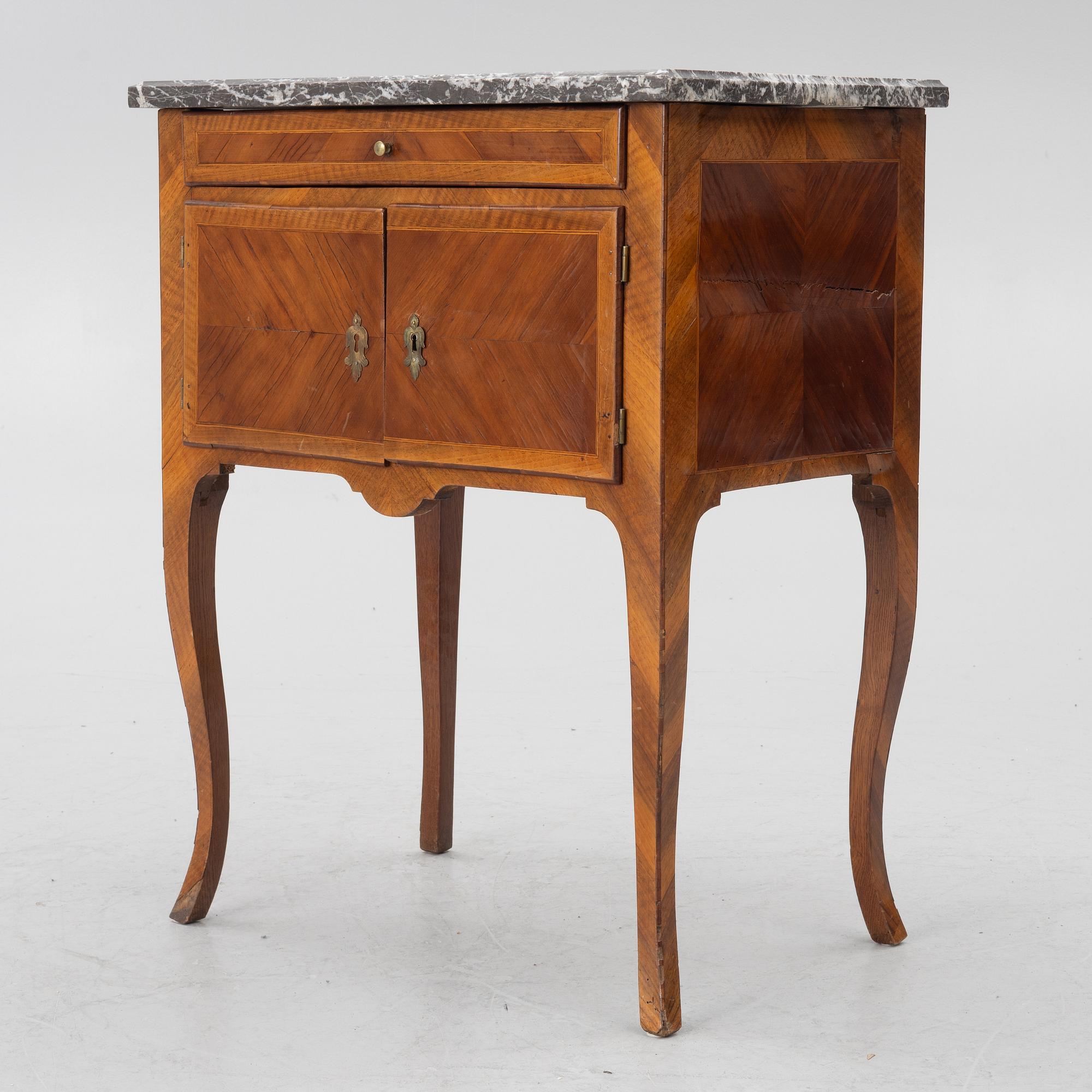 A Rococo bedside cabinet, 18th century.