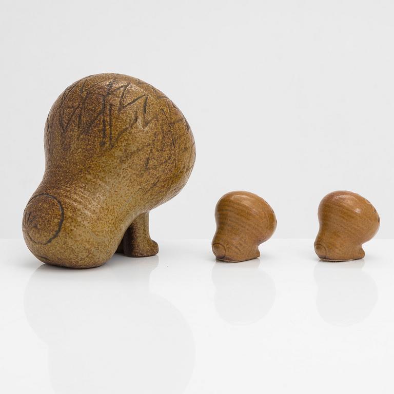 Lisa Larson, a set of three stoneware figurines, Gustavsberg.