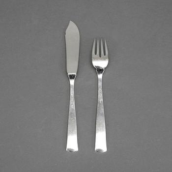 FISKBESTICK, 24 st, silver, "Rosenholm", GAB, 1968-72. Tot 1080 gram.