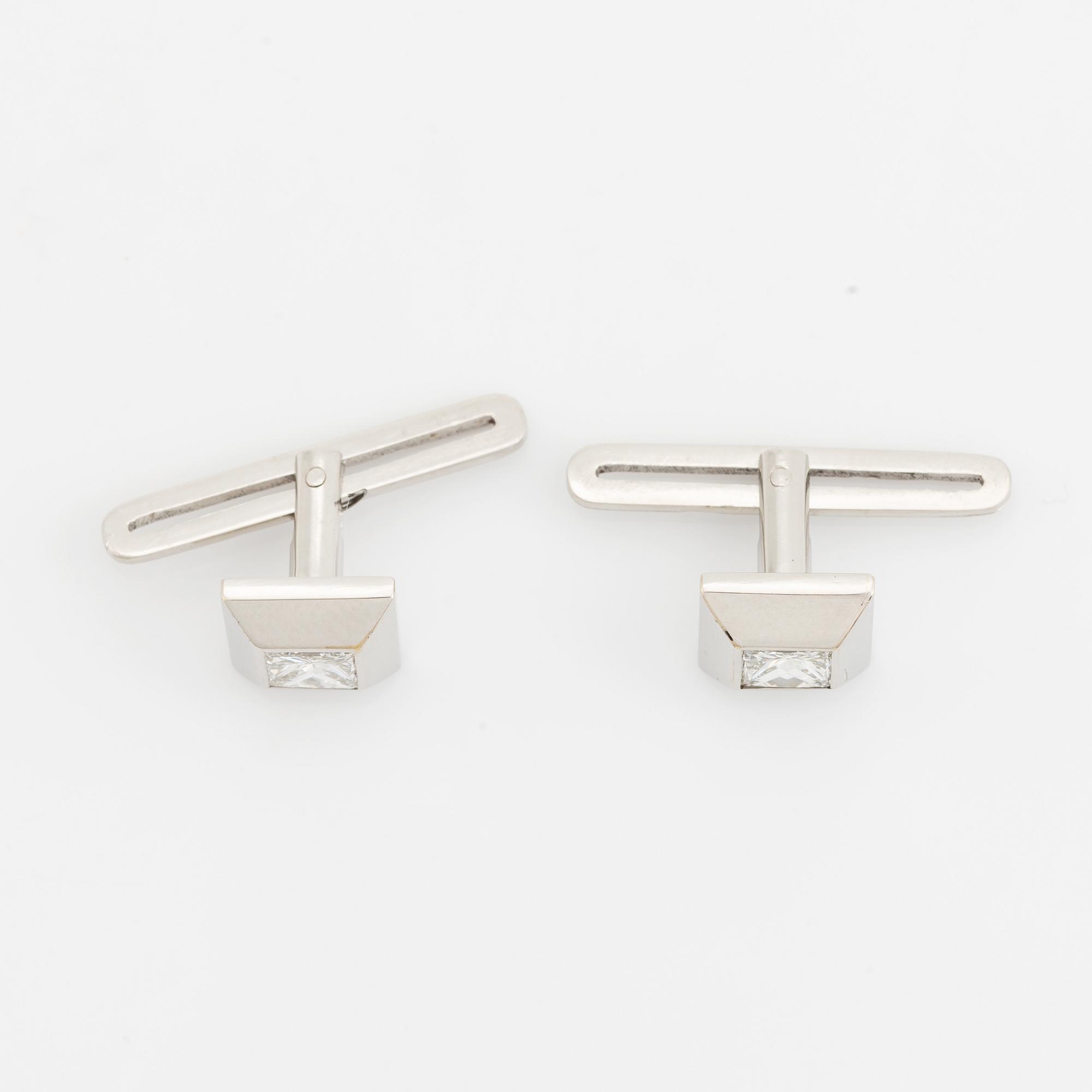 platinum and princess cut diamond shirt buttons. - Bukowskis