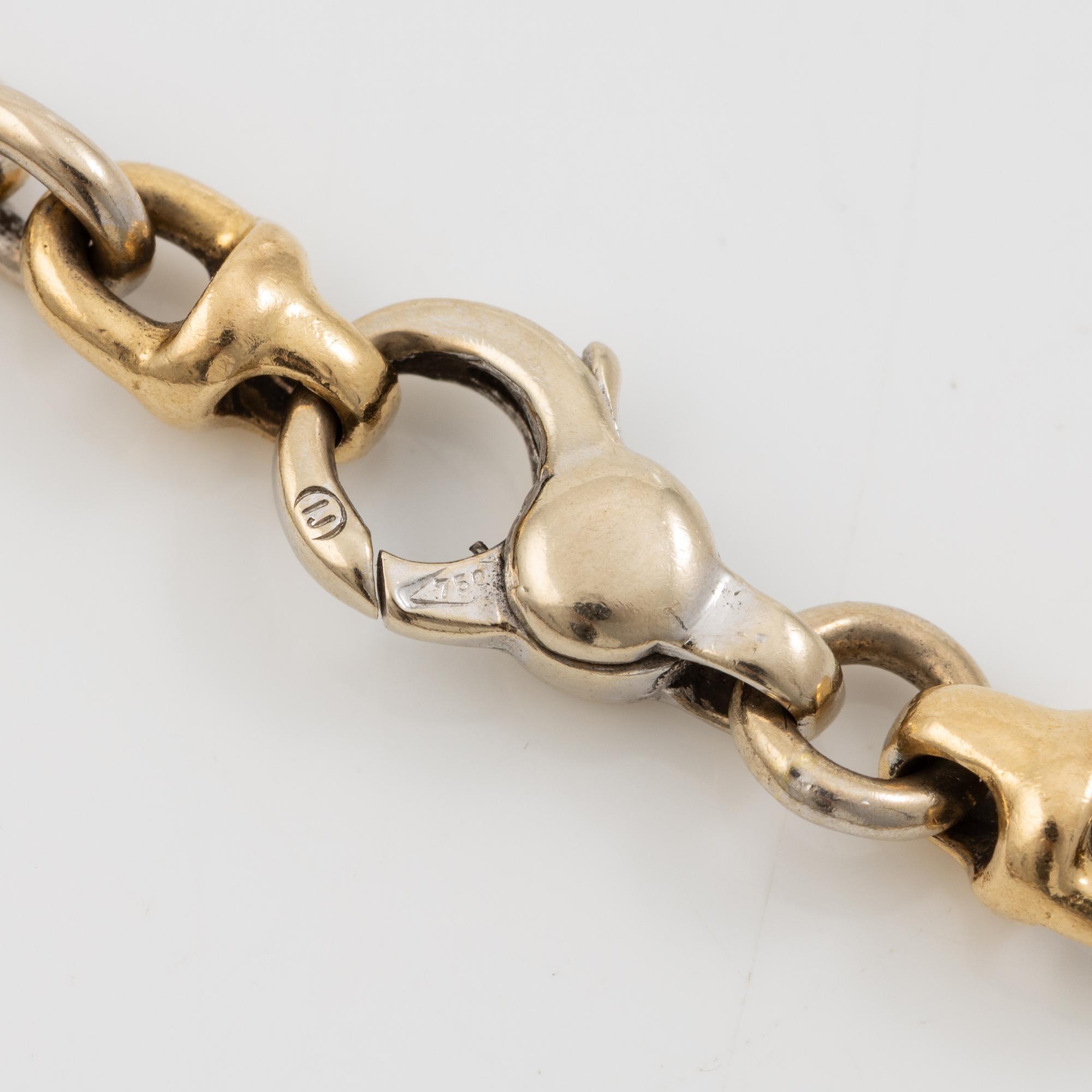 Bracelet 18K gold in various colour variations with round brilliant-cut diamonds.