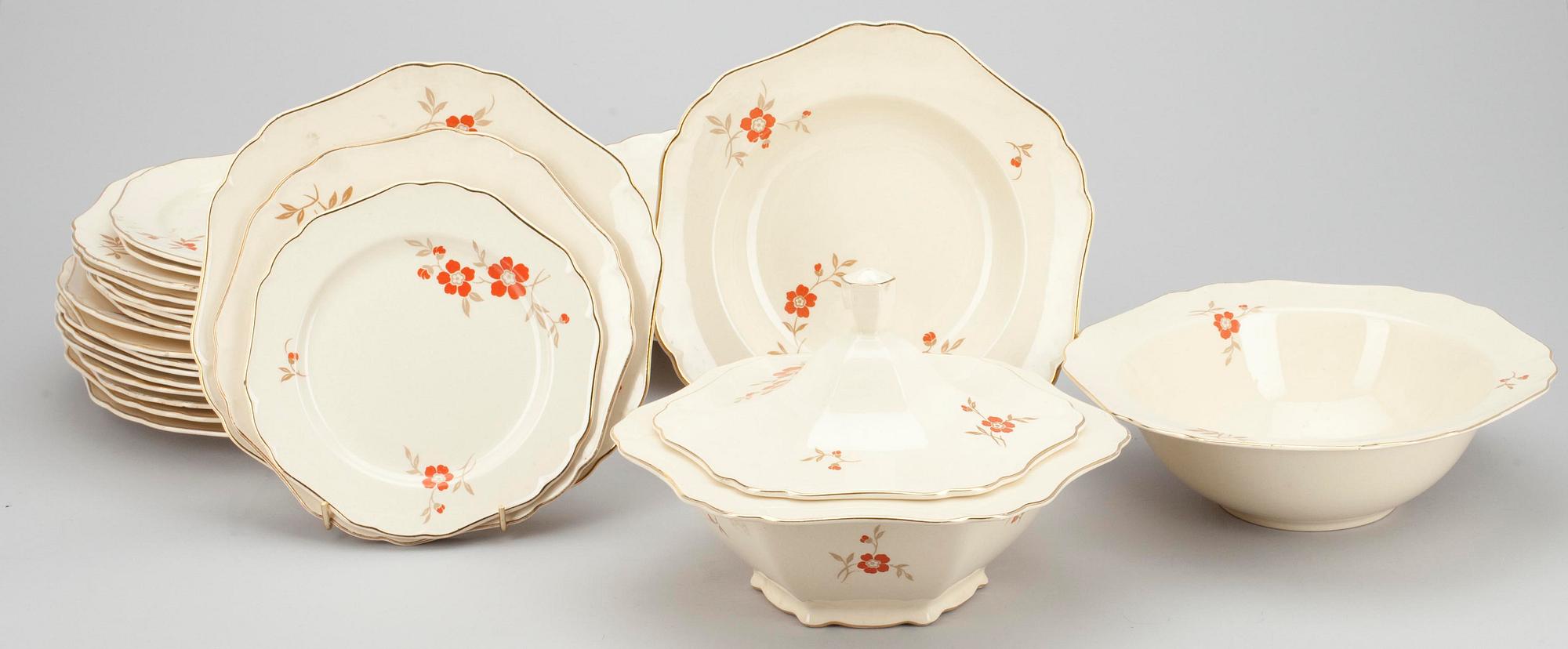 SERVISDELAR, 26 st, flintgods, modell AG, Arabia 1932-49.