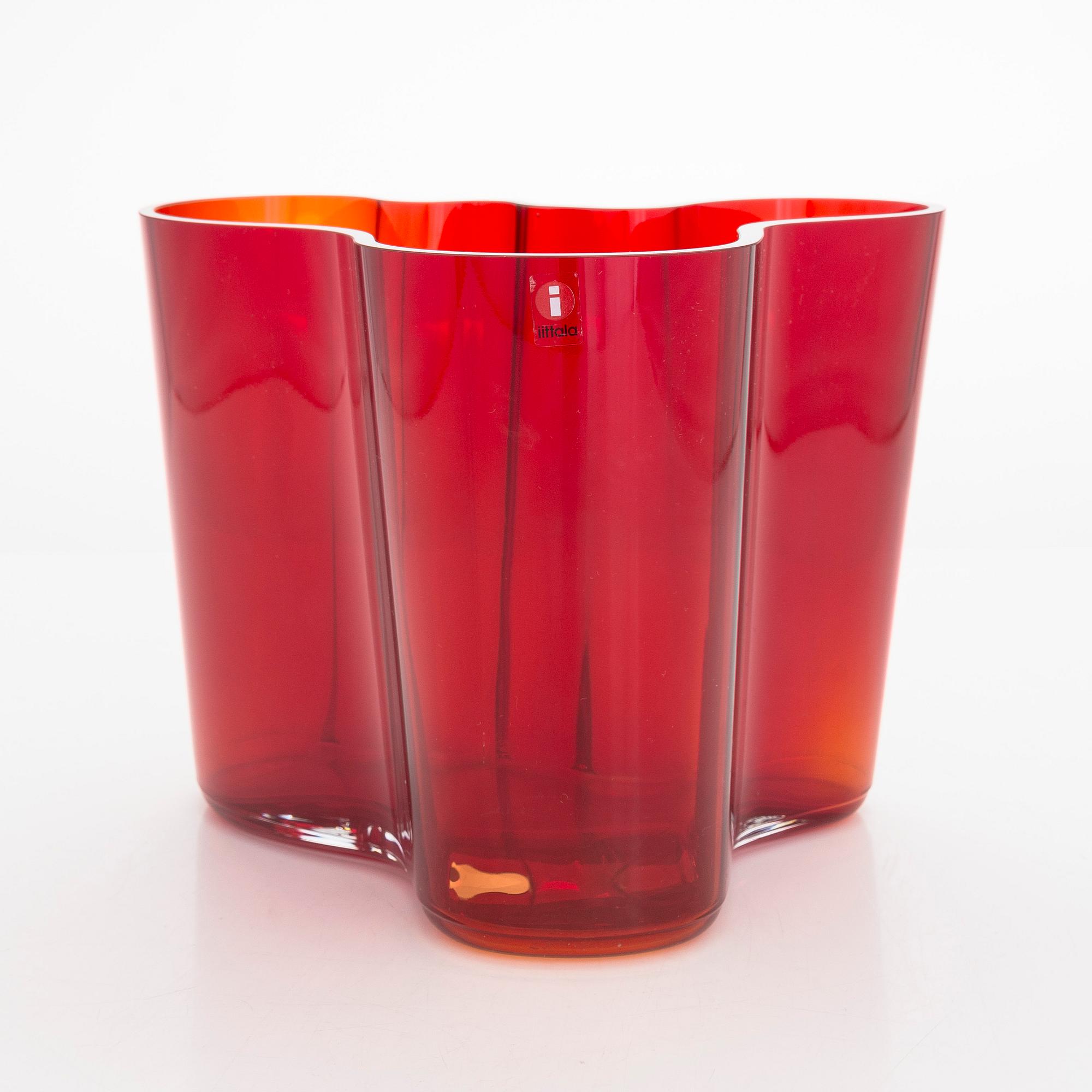 Alvar Aalto, vas, glas, modell 3030, signerad Alvar Aalto Iittala.