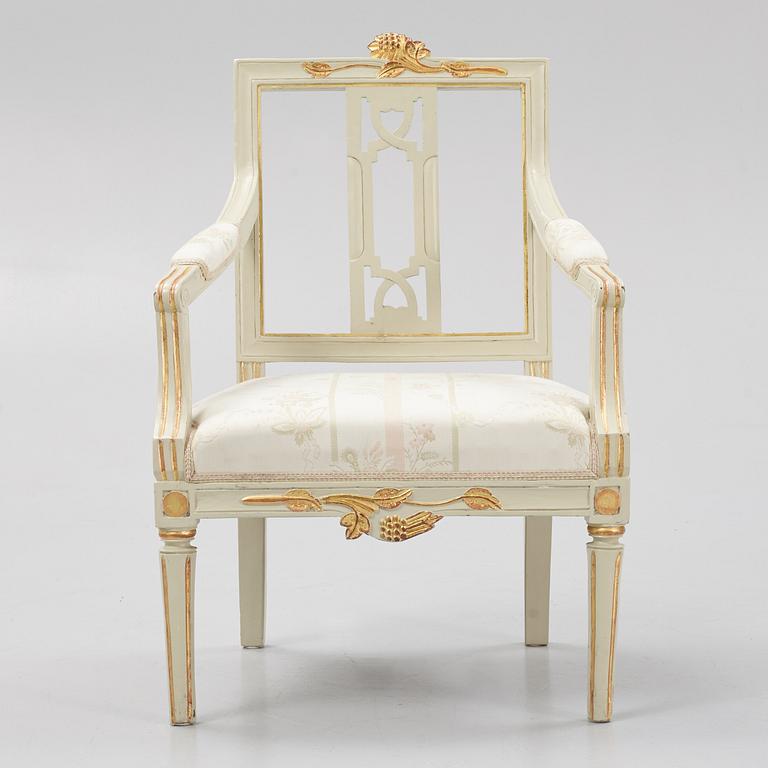 A late Gustavian style armchair, Lindome, circa 1800.