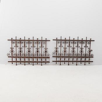 Fence sections 2 pcs and window grilles 2 pcs early 20th century.