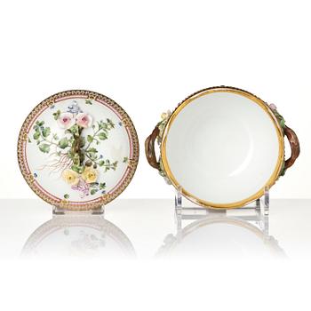 A Royal Copenhagen 'Flora Danica' bonbonniere with cover, Denmark, 1870-90s.