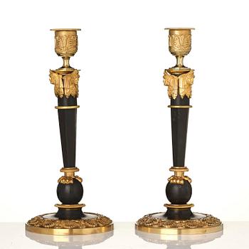 A pair of Empire presumably Russian, Moscow candlesticks from around 1820.