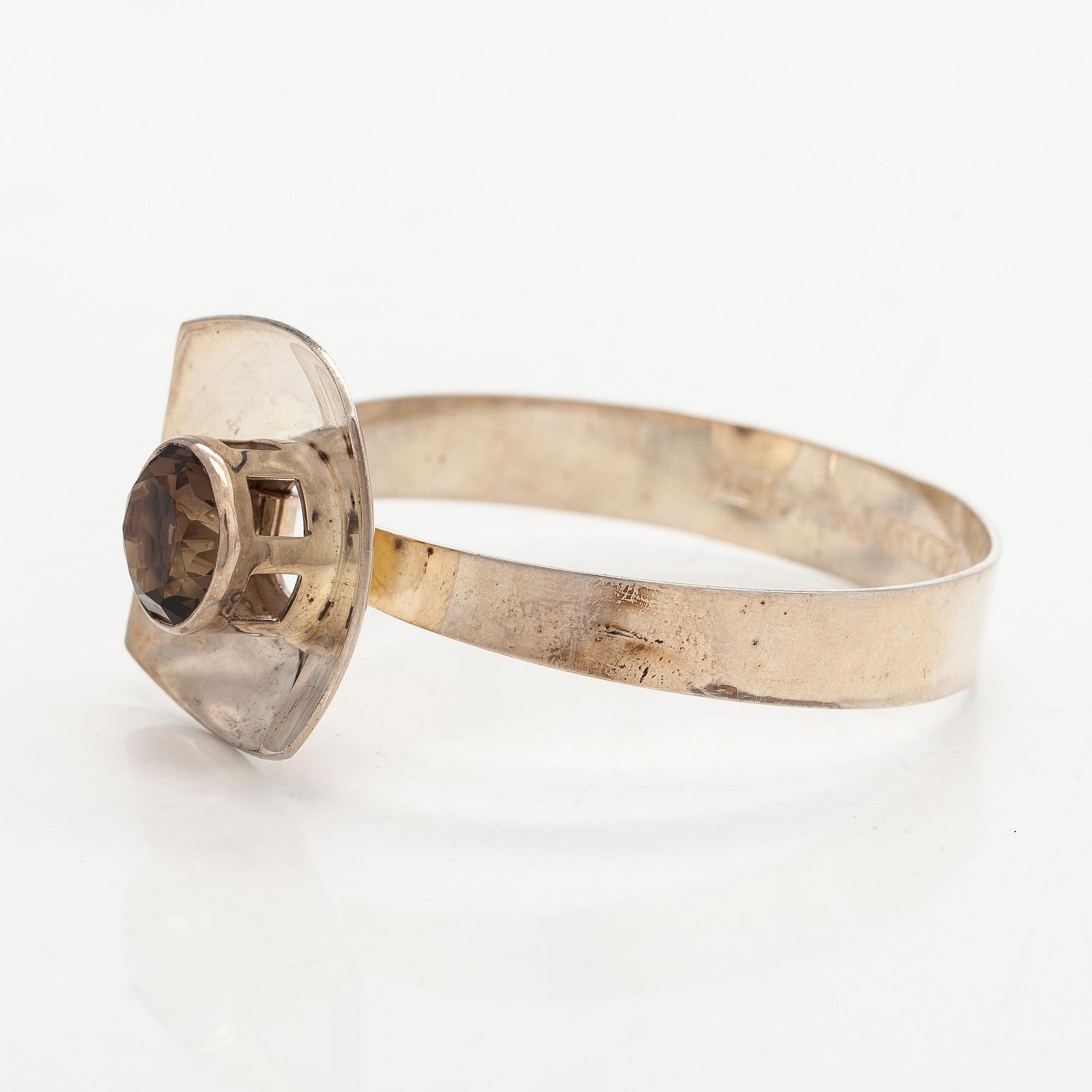 Bracelet and necklace, faceted smoky quartz, silver, Alton, Sweden 1966.