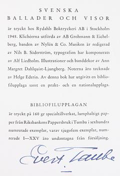 BIBLIOGRAFI, Evert Taube, sign o numr.