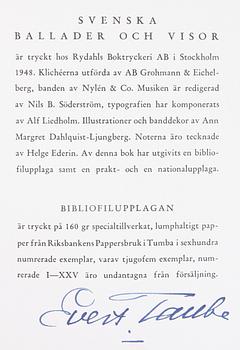 BIBLIOGRAFI, Evert Taube, sign o numr.