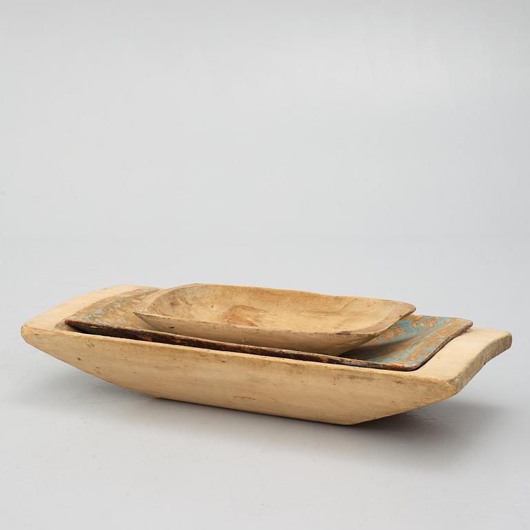 Three bread troughs, 19th century.