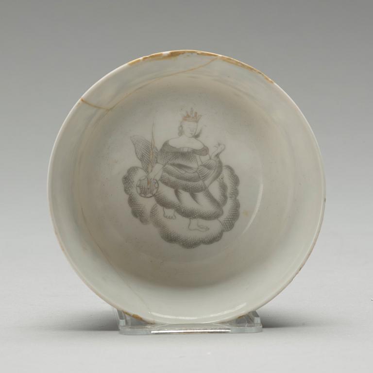 A six part grisaille tea service, Qing dynasty, Qianlong (1736-1795).