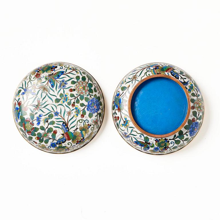 Ask med lock, cloisonné, Kina, 1900-tal.