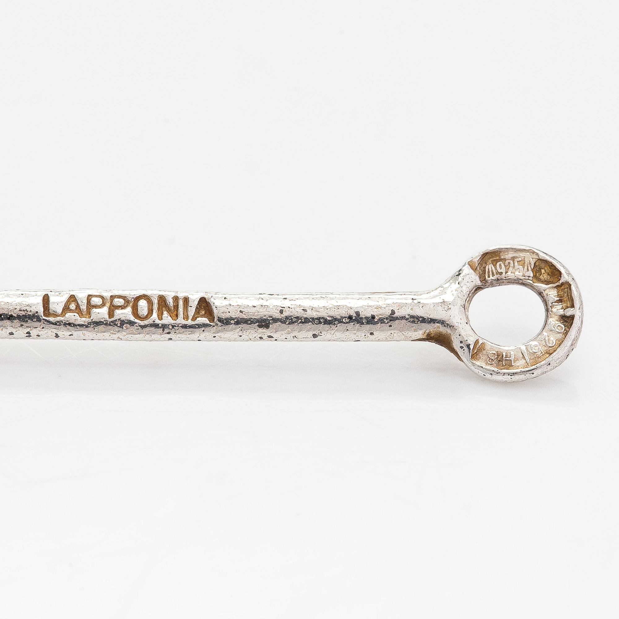 Zoltan Popovits, a sterling silver and ebony necklace and earrings, Lapponia 1985.