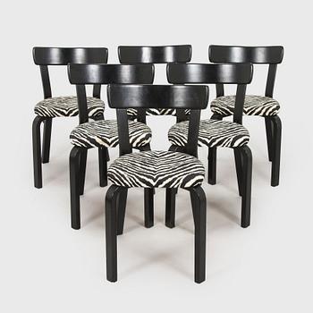 Alvar Aalto, stolar, 6 st, modell 69, Artek, 1900-tal.