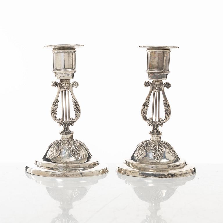 A pair of Swedish silver candlesticks, mark of Emanuel Holmberg, Karlskrona 1843.