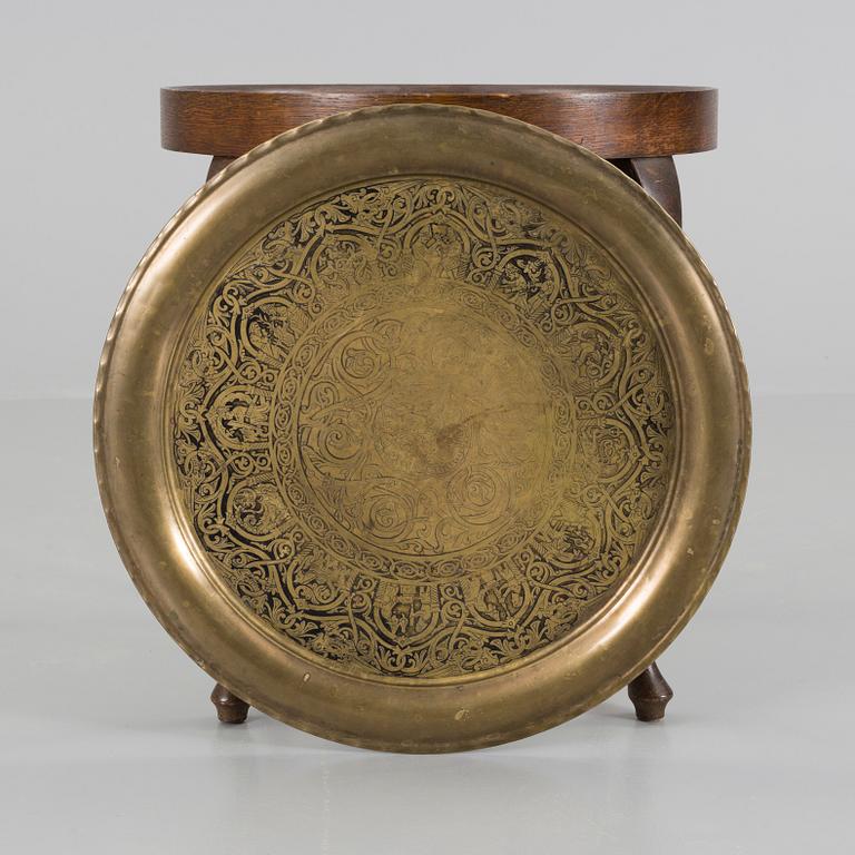 A Jugend smoking table with brass tray, circa 1900.