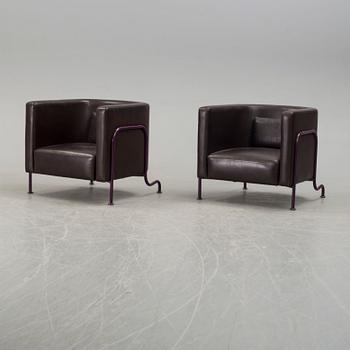 A pair of 'GA-2' easy chairs by Gunnar Asplund, Källemo, late 20th century.