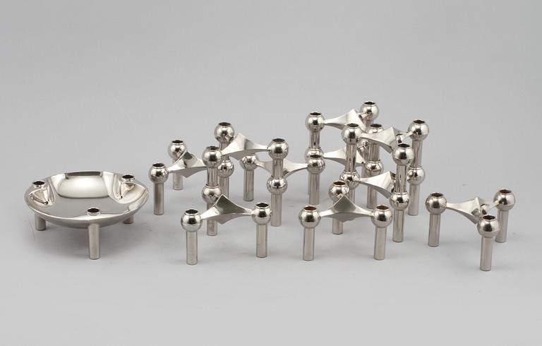 LJUSSTAKAR, 10 st, samt SKÅL, Ceasar Stoffi, Nagel, 1900-talets andra hälft.