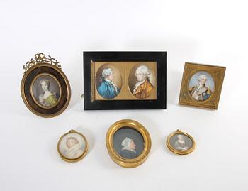 PARTI MINIATYRPORTRÄTT, 7 ST, 1800-1900-TAL.