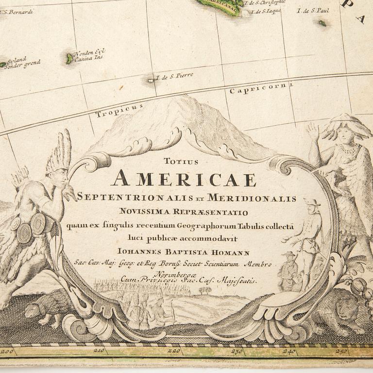 Johann Baptist Homann, "Totius Americae Septentrionalis et Meridionalis Novisima Representatio".