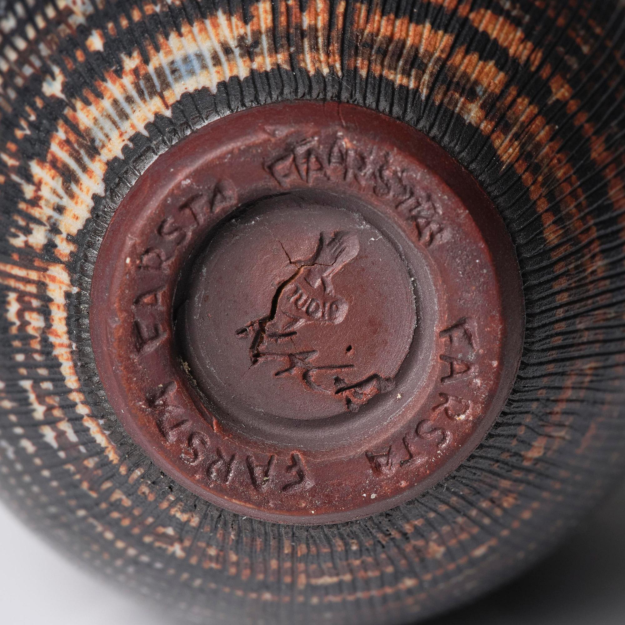 Wilhelm Kåge, a set of two Farsta stoneware vases and a bowl, Gustavsberg Studio 1950s.
