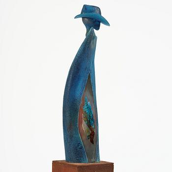 Kjell Engman, a unique glass sculpture 'Man in Trenchcaot' from the series "Catwalk", Kosta Boda, Sweden.