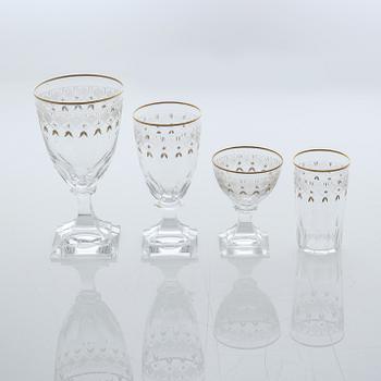 A glass tableware set of 38 pcs, "Odelberg Junior" by Kosta, second quarter of the 20th century.