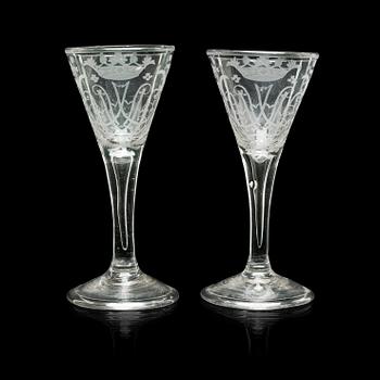 705. A pair of Swedish goblets, 18th Century.