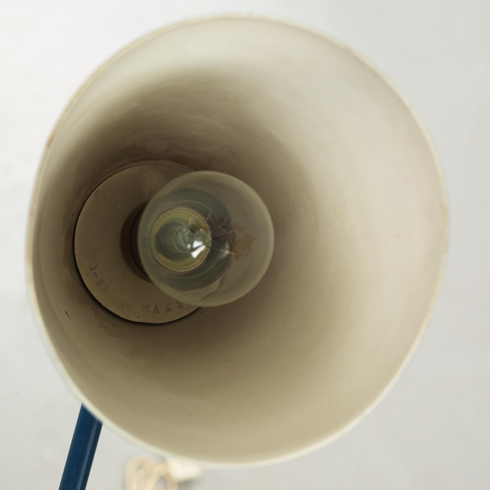 A Greta Magnusson Grossman blue lacquered 'Grasshopper'/G-33 floorlamp, Bergboms Sweden 1950's.