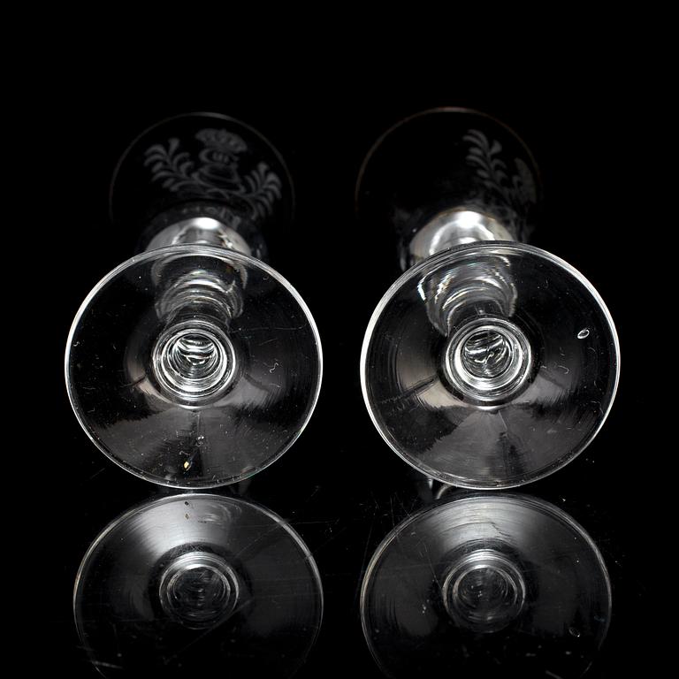 SNAPSGLAS, 10 st, "Gustav III", Reijmyre Glasbruk.