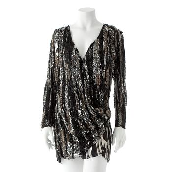 718. BALMAIN, a black and silver sequin dress.