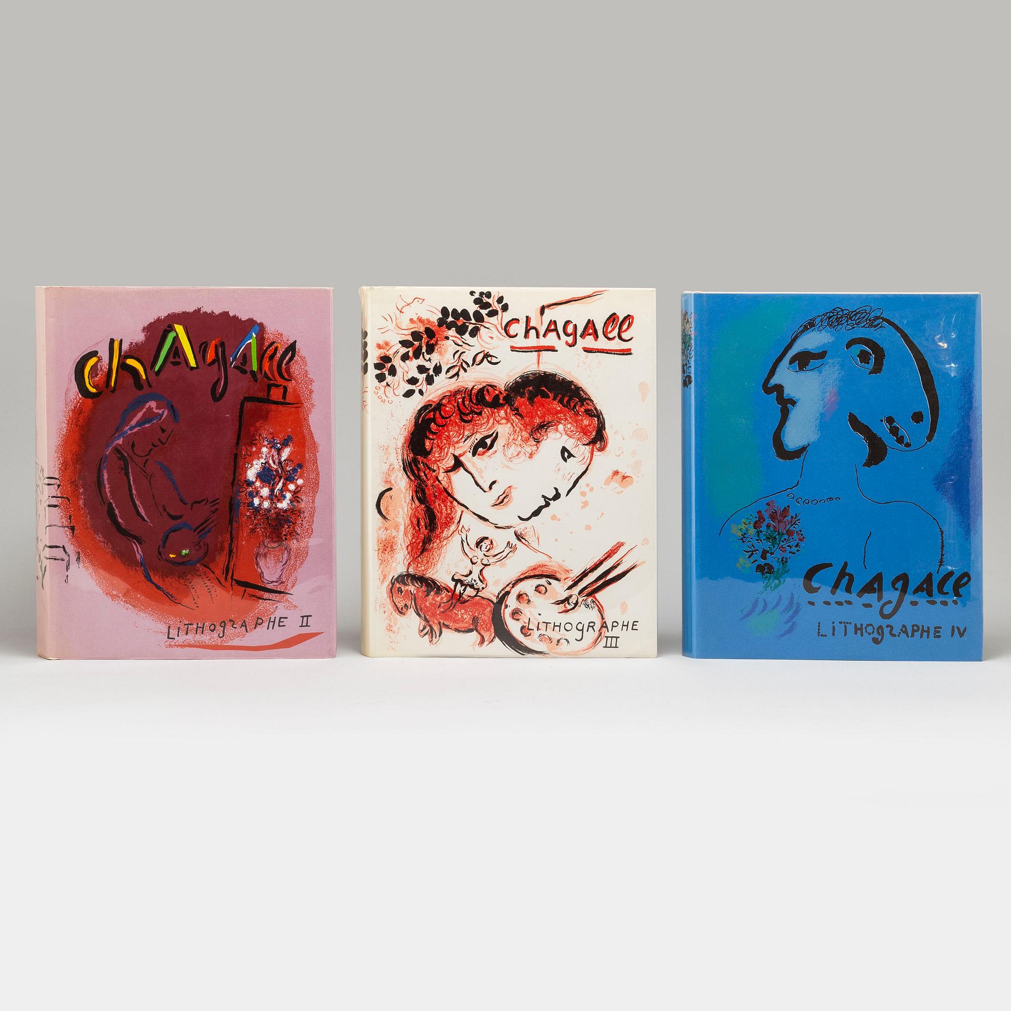 MARC CHAGALL, böcker, 3 st, "Chagall Lithograph II,III, IV".