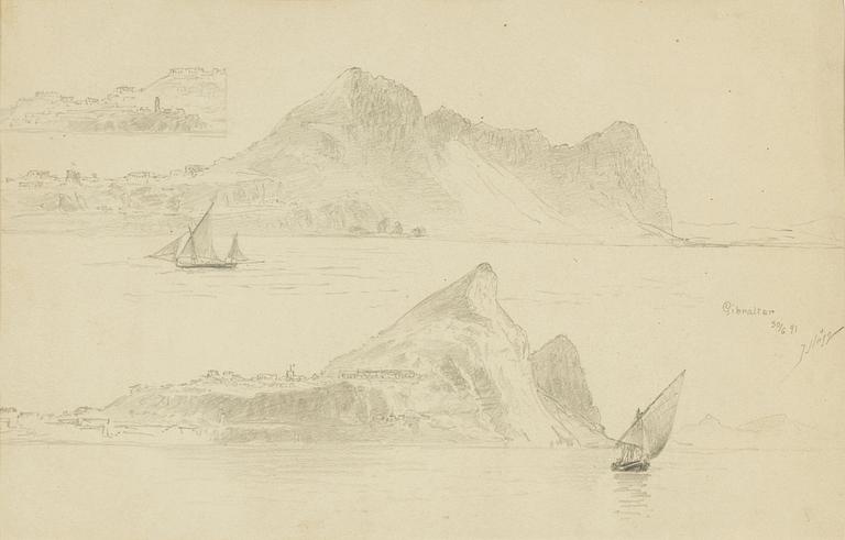 Jacob Hägg, blyerts, signerad och daterad Gibraltar 30/6-91.