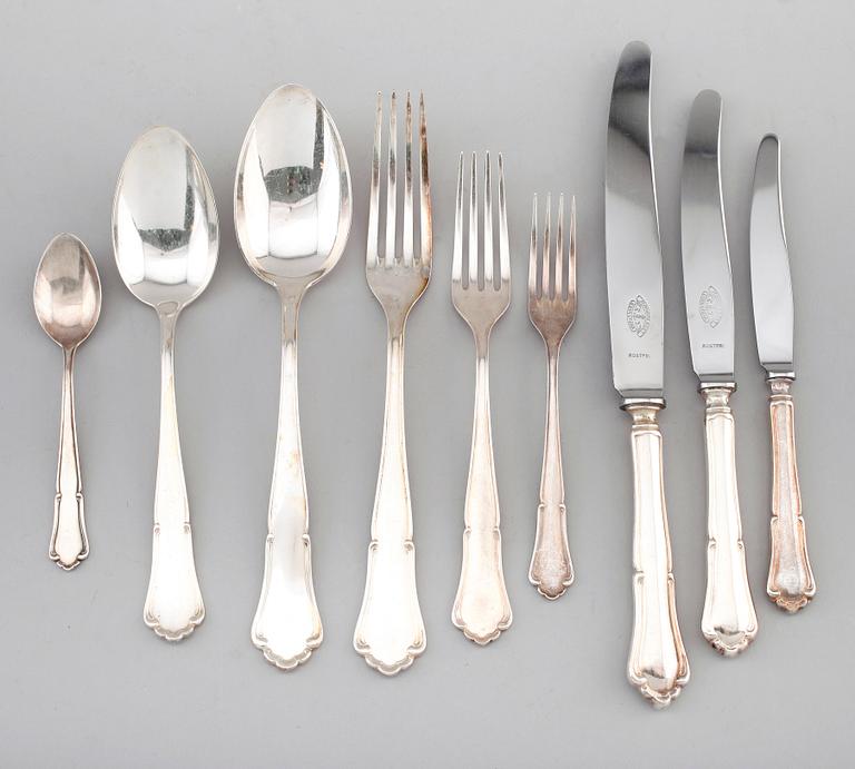 BESTICK, 112 delar, silver, "Saga", Skandia, 1940-tal. Total vikt med stålblad ca 4800 g.