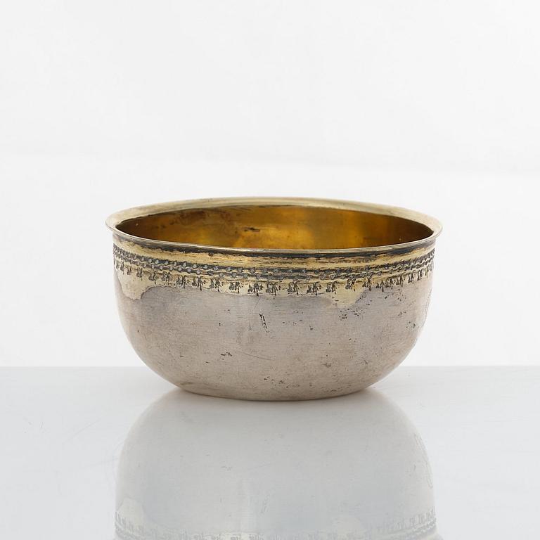 A Swedish 18th century parcel-gilt silver tumbler, mark of Christoffer Bauman, Hudiksvall 1786.