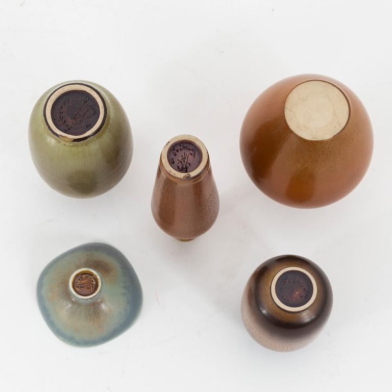Berndt Friberg, a set of five stoneware miniatures, Gustavsbergs studio.