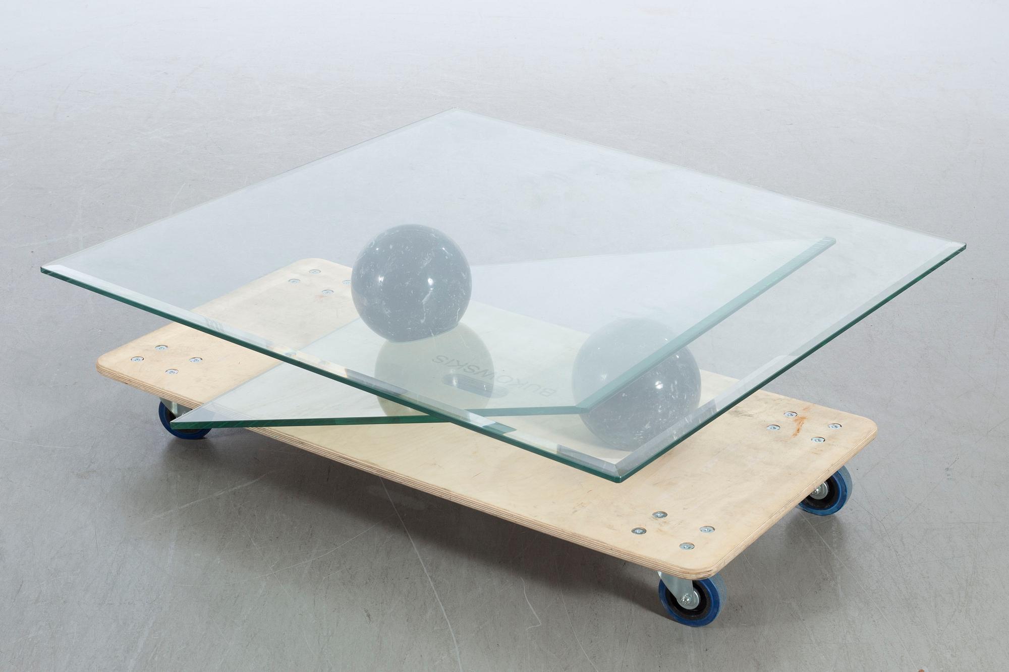 COFFE TABLE, marble and glass, second half of the 20th century, Italy.